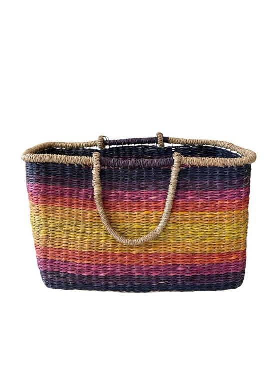 Handbags - Handwoven Multicolor Straw Tote Beach Bag / Market Bag
